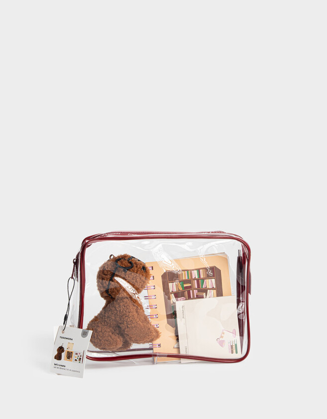 Librería Sets PVC Set De Librería En Pouch Con Peluche - Rojo Burdeaux