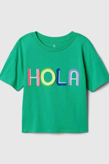 Remera Gráfico Manga Corta Niña Simply Green 17-5936