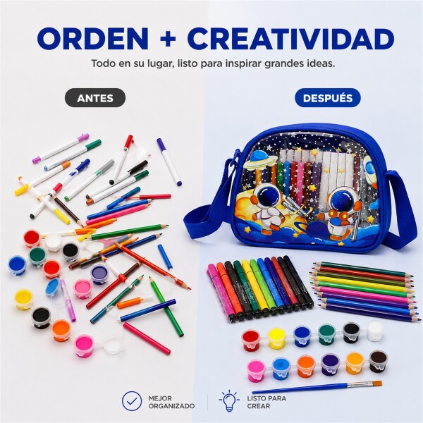 Set de Arte Infantil con Bolso 57 Piezas para Pintar y Dibujar Azul