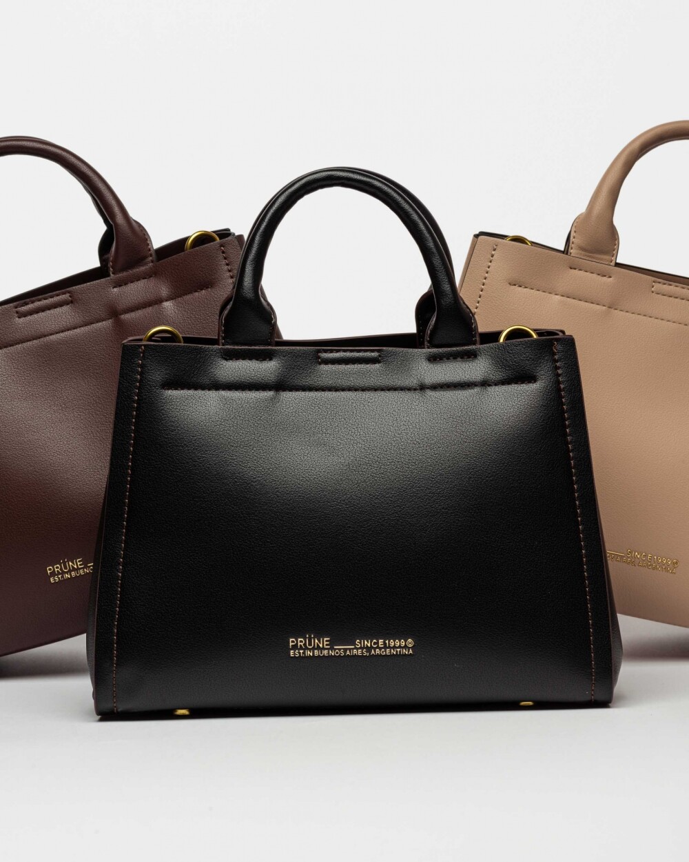 Cartera de Mano Anette Chica en Efecto Cuero Liso Negro