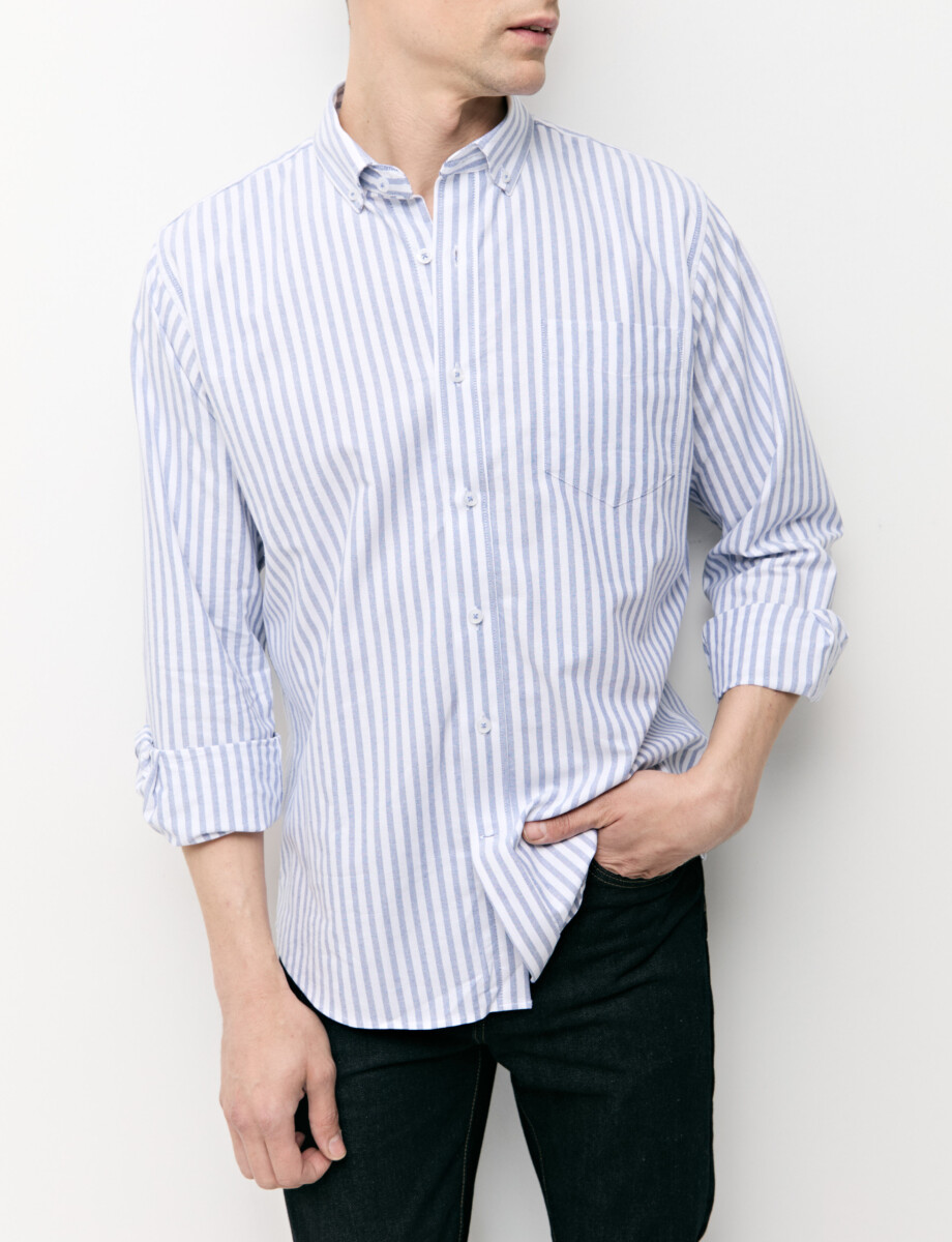 012726 CAMISA STRIPES WILL Blanco/azul Osc