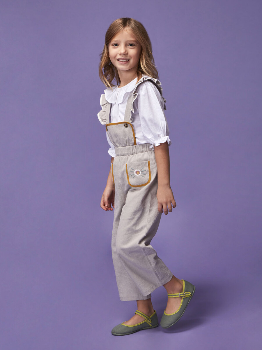 Pantalon Con Tirantes Gris
