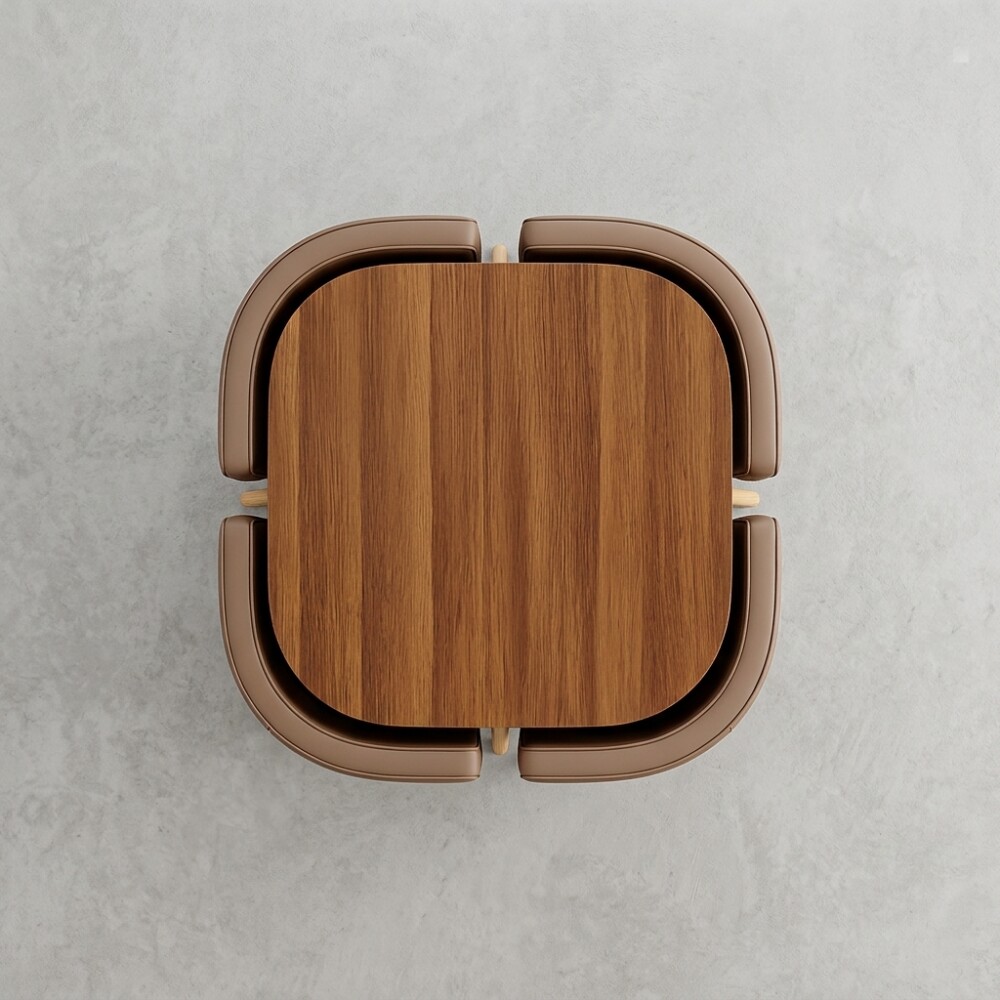 Juego de Comedor Honguito 4 Sillas 80x80cm Marrón