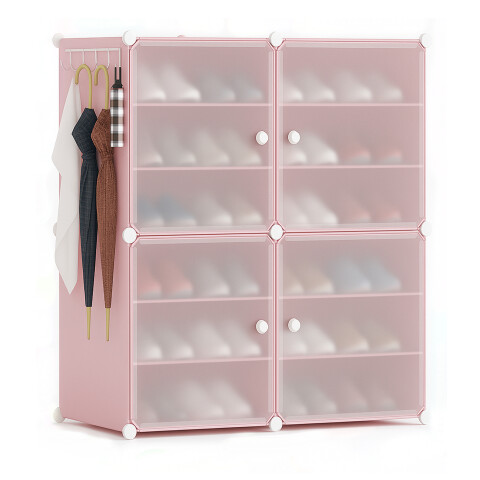 Zapatera Organizador Ropero Estanteria Con Puertas Zapatos Imback PLC001 Rosa Zapatera Organizador Ropero Estanteria Con Puertas Zapatos Imback PLC001 Rosa