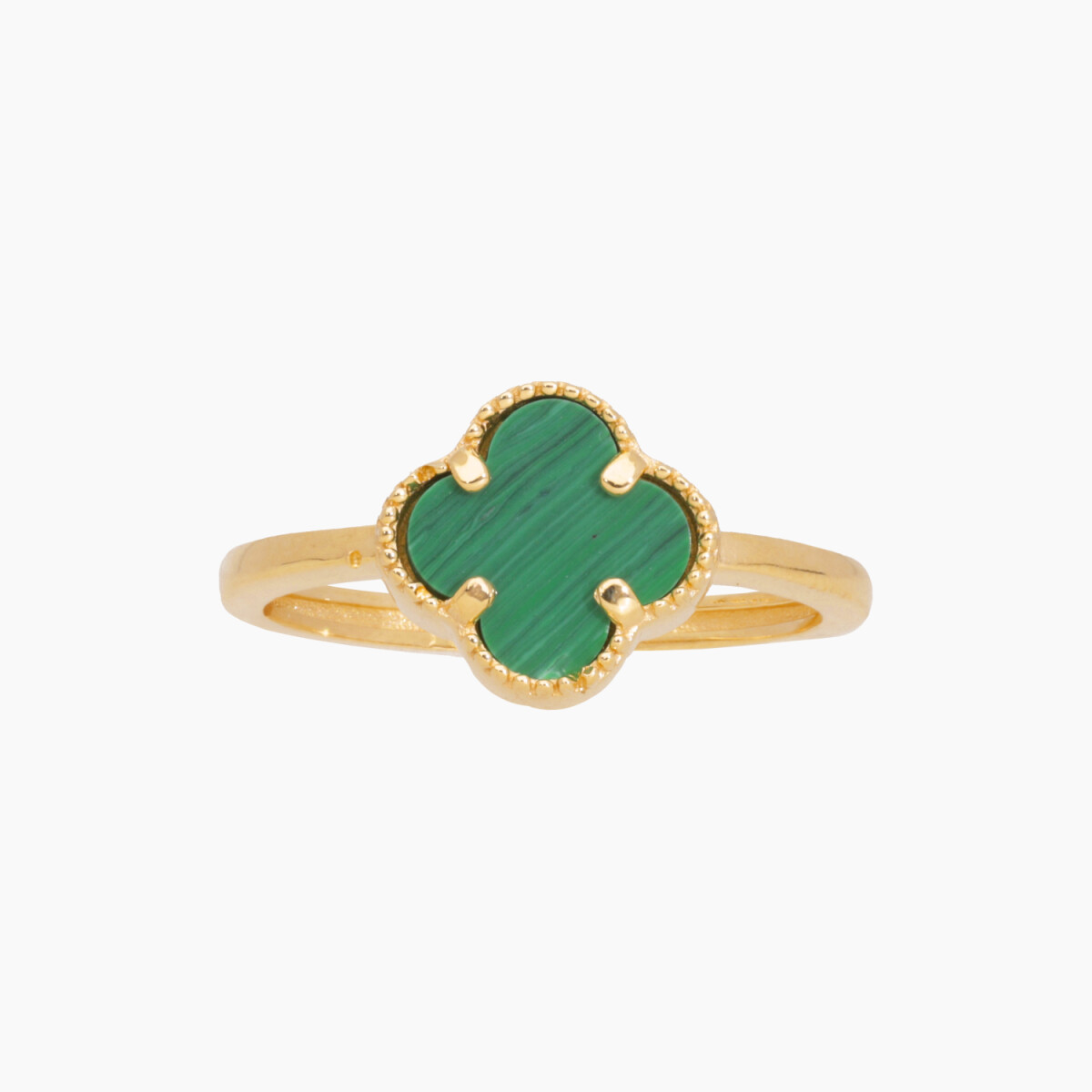 Anillo En Oro 18k Estilo Van Cleef Con Piedra Malaquita 