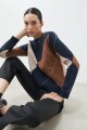 Sweater con jacquard rombos azul marino