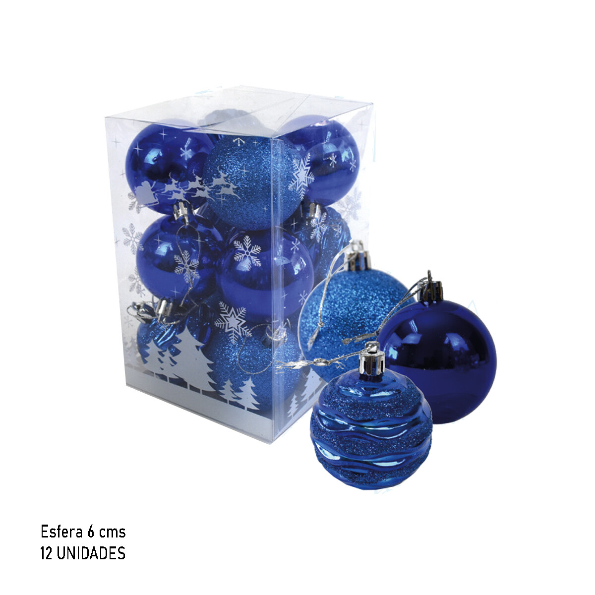 Set de esferas de varios colores 12 unidades de 6cm 