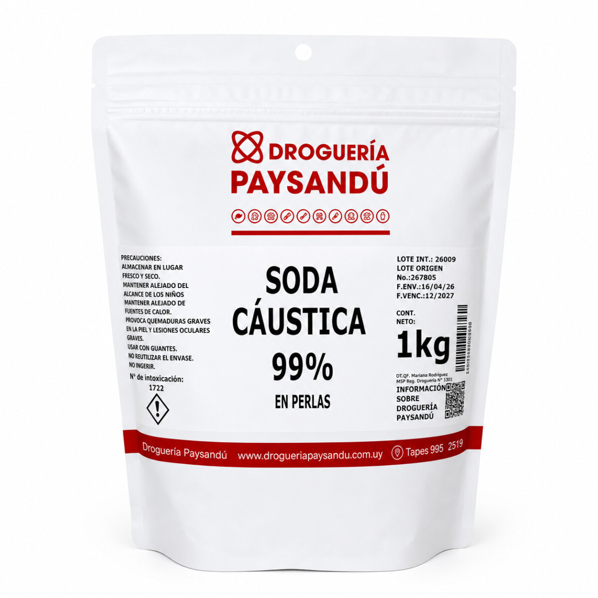 Soda Cáustica Perlas - 1 kg 