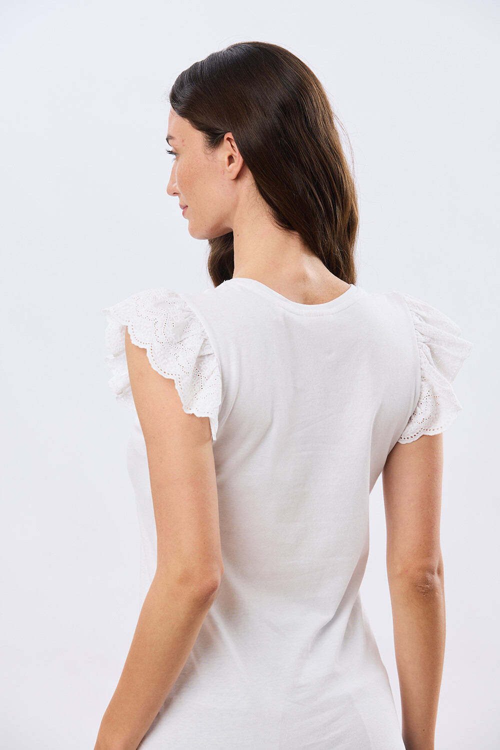 REMERA DE ALGODÓN CON BRODERIE Blanco