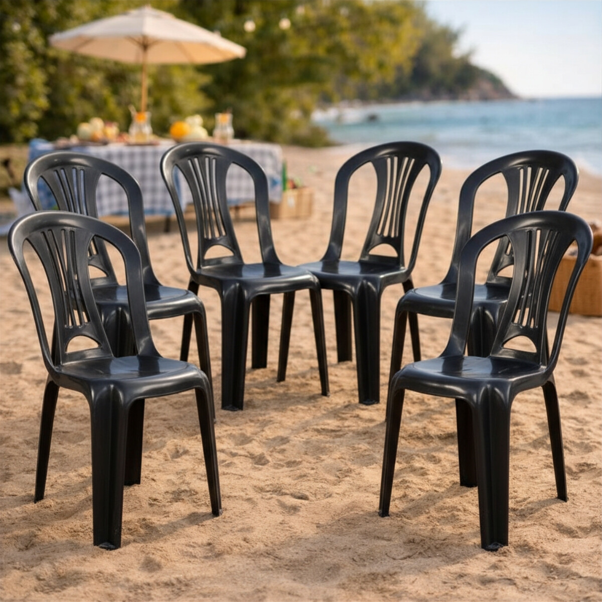 Set x6 Sillas Bistró sin apoya brazos - NEGRO 