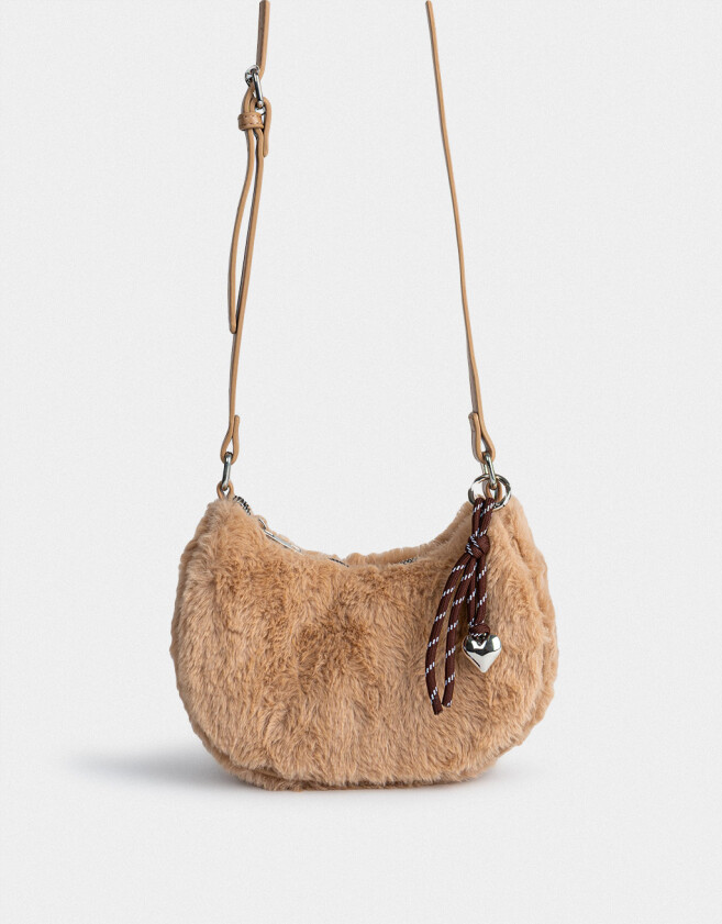 Bandoleras Bandolera Peluche Con Charm - Marron Beige