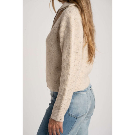 Cardigan Lana Cierre Beige Melange