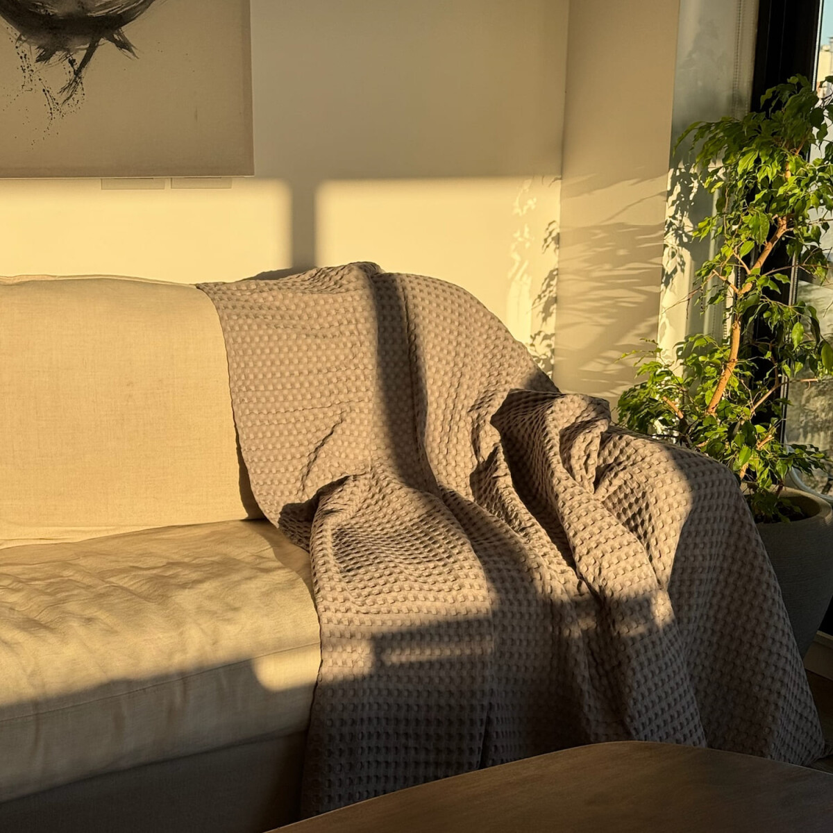 Manta tejida para sillón y cama gris - 130 cm 