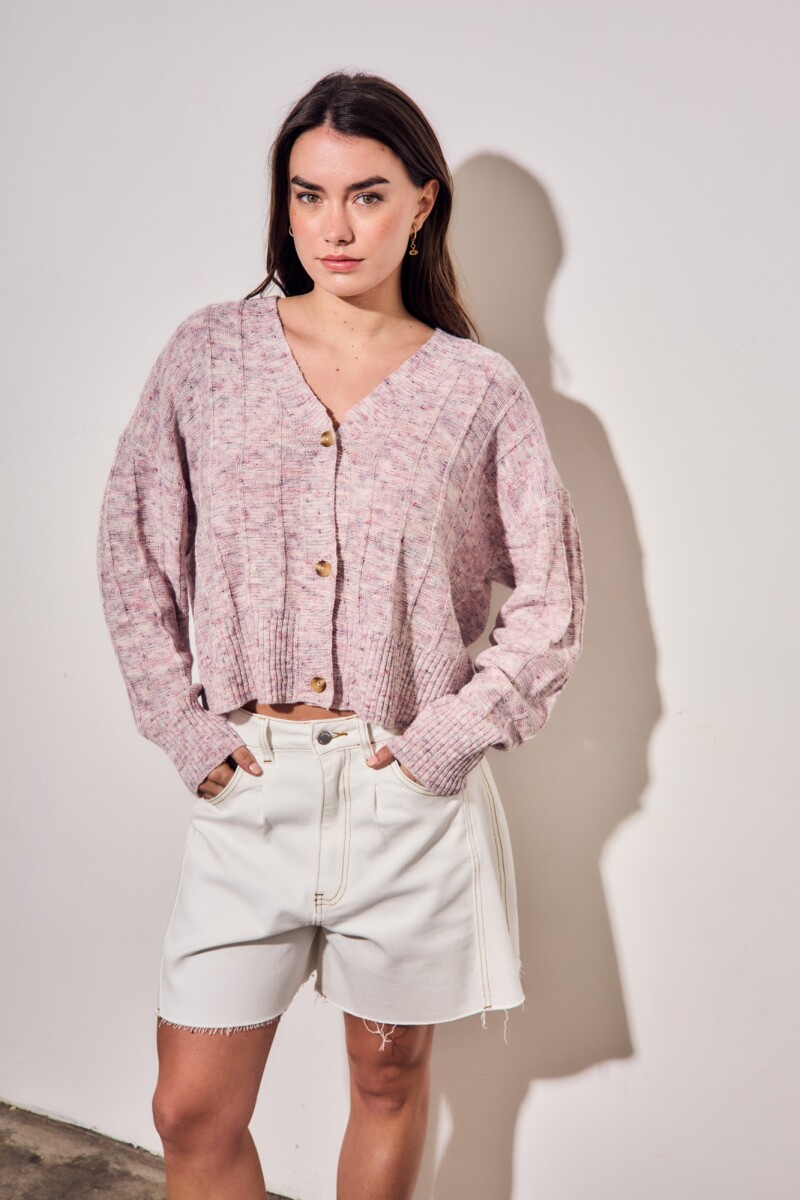 Cardigan Texturado Rosa Viejo