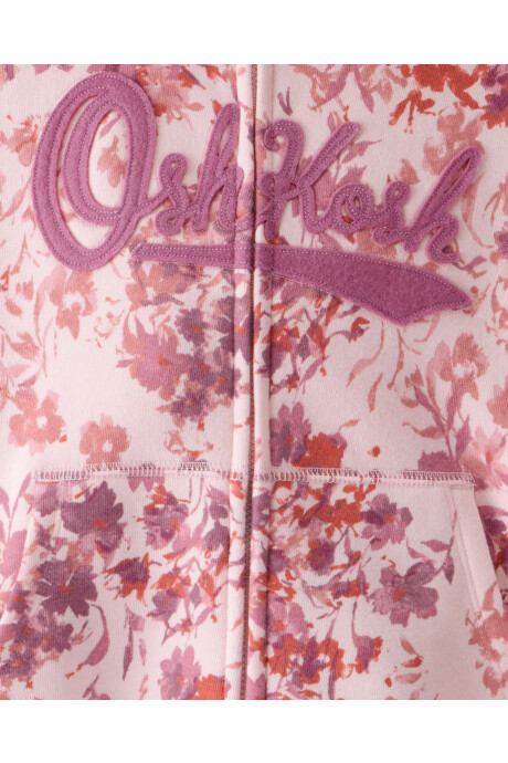 Campera de algodón con felpa, rosada, diseño floral Sin color