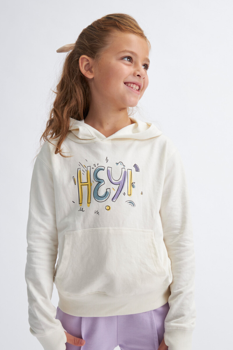 Hoodie deportivo estampado - Crudo 