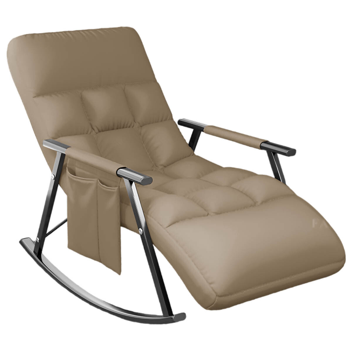 Sillón Reposera Mecedora Respaldo Ajustable Bolsillo - Marron 