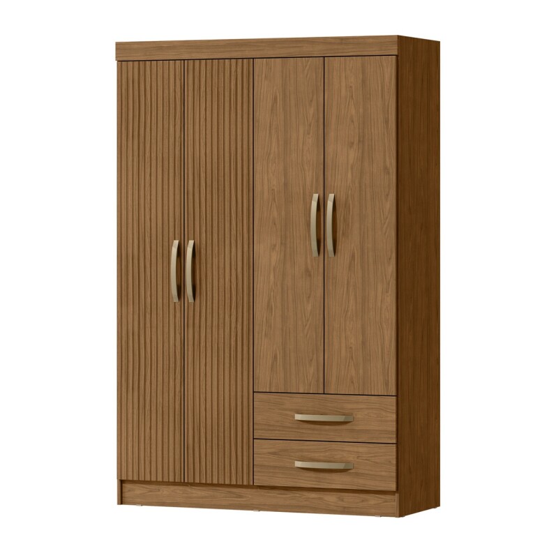 Ropero Armario 4 Puertas 2 Cajones 7 Estantes FREIJO RIPADO(NOGAL) Ropero Armario 4 Puertas 2 Cajones 7 Estantes Freijo Ripado(nogal)