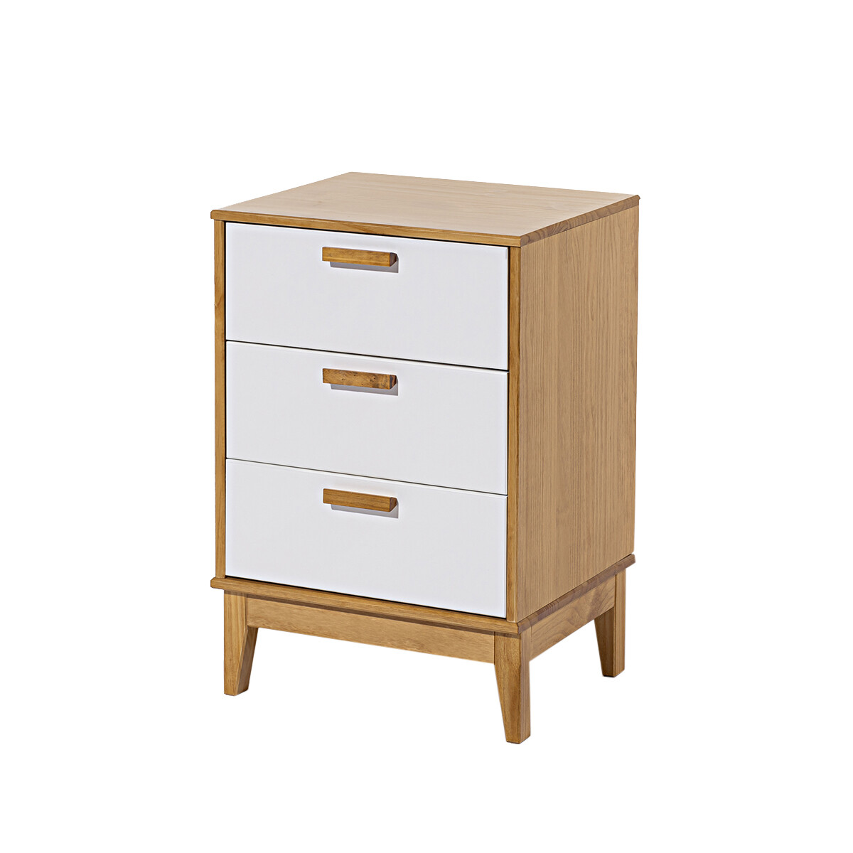 MESA DE LUZ O NOCHE 3 CAJONES EN MADERA MACIZA - BLANCO 