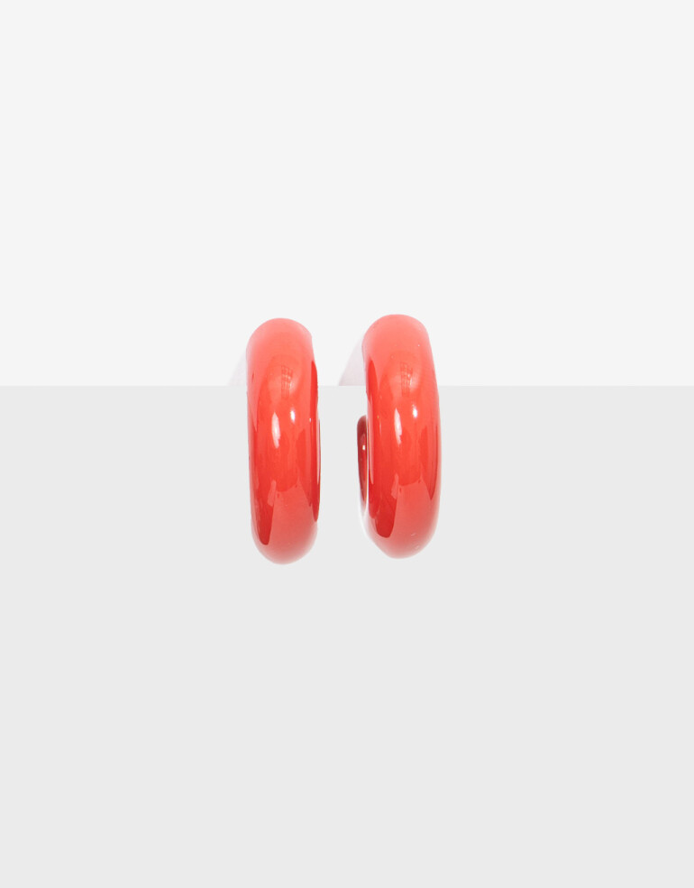 Aros Argollas Color Argollas Esmaltadas Rojas - Rojo Medio