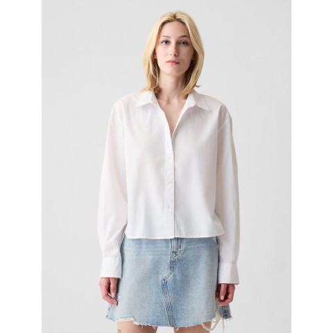 LS CROPPED SHIRT OPTIC WHITE