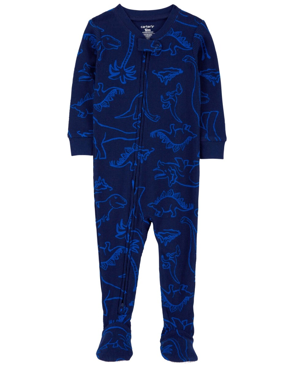 Pijama una pieza de algodón térmico con pie diseño dinos 
