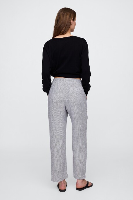 Pantalón De Lino A Rayas Mujer White Navy Stripe