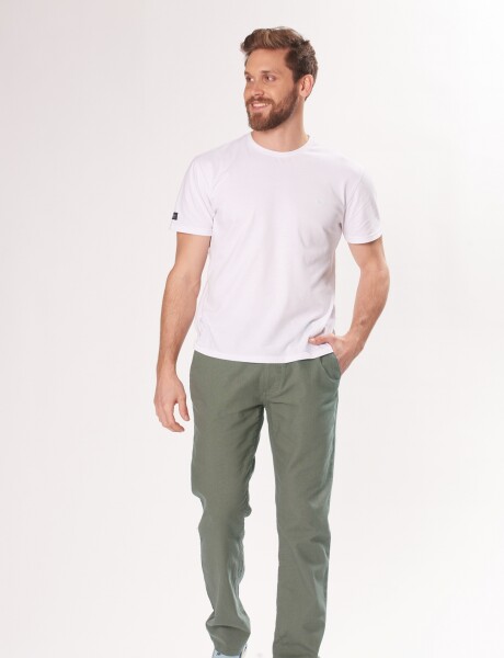 PANTALÓN DE LINO CON CINTURA ELASTIZADA Verde