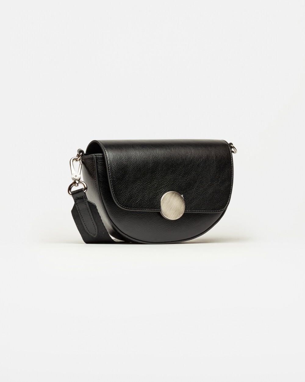 Bandolera The Circle en cuero liso Negro