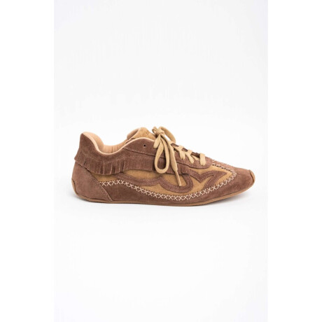 Zapatilla Gamuza Combinada C Flecos Camel