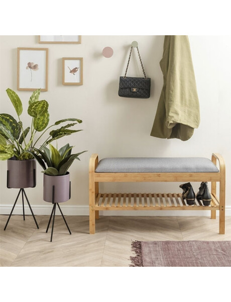 BANCO MADERA C/ASIENTO FORRADO 89.5X33.5X50CM GRIS BANCO MADERA C/ASIENTO FORRADO 89.5X33.5X50CM GRIS