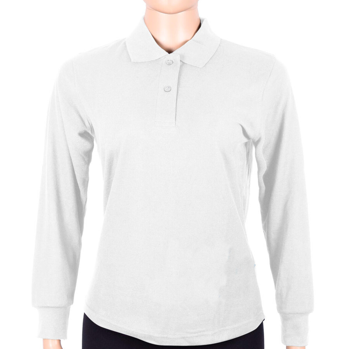Remera Polo Dama Manga Larga - Blanco 