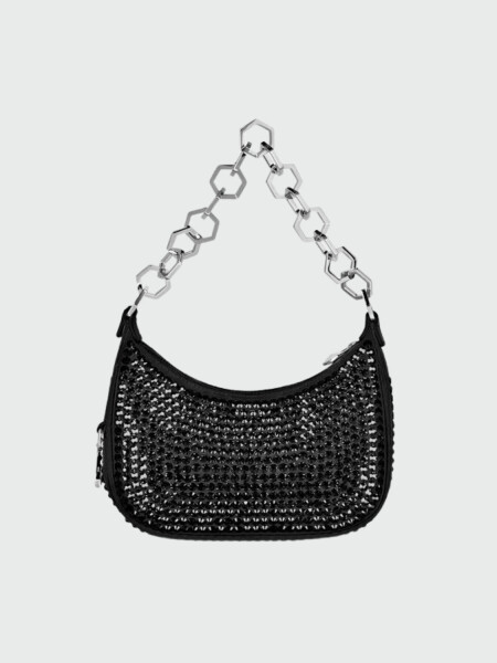 PHILIPP PLEIN - bolso de hombro negro con cristales Negro