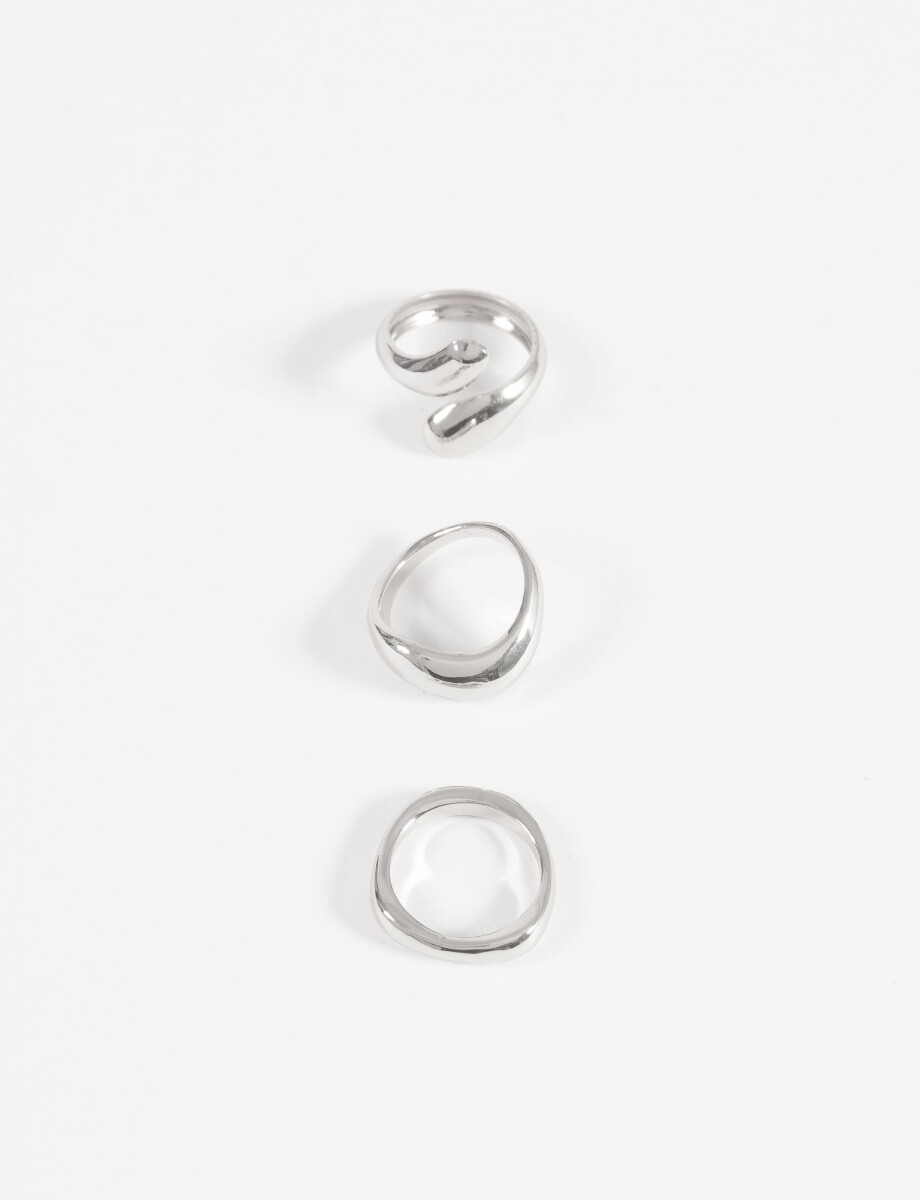 Set de anillos wavy - plateado 