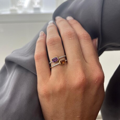 Anillo Rectangular Citrino - Oro 9k Anillo Rectangular Citrino - Oro 9k