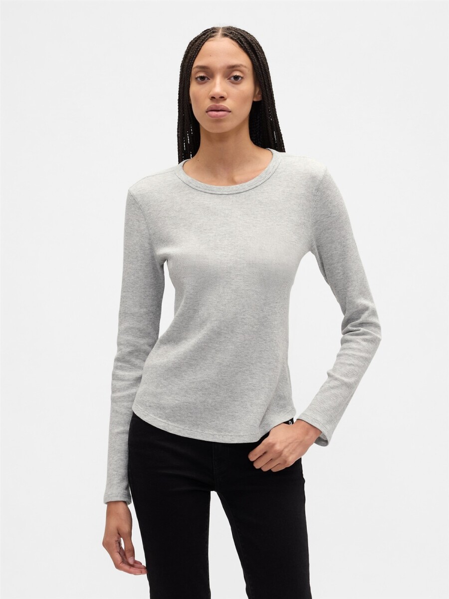 Remera Waffle Manga Larga Mujer - Soft Cornflower 