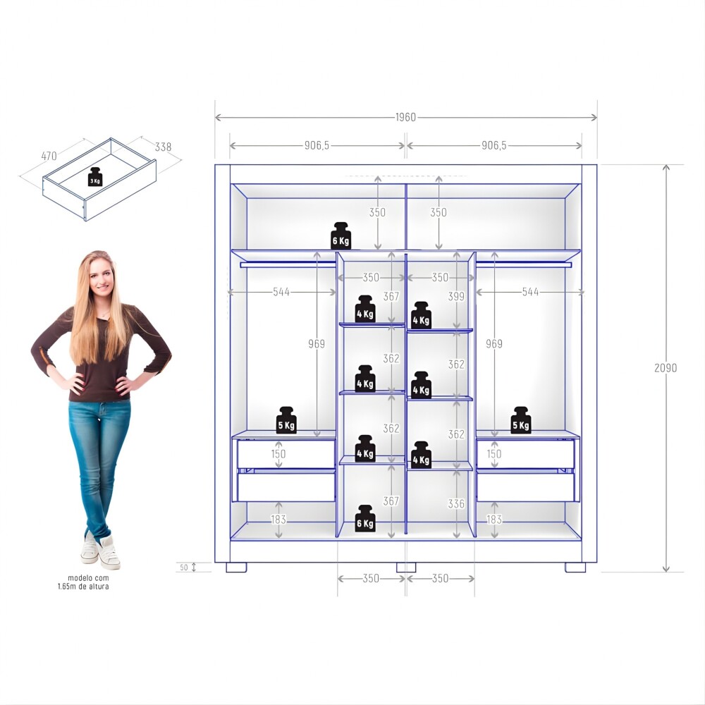 Ropero 2 Puertas Corredizas - Titanium Oscuro
