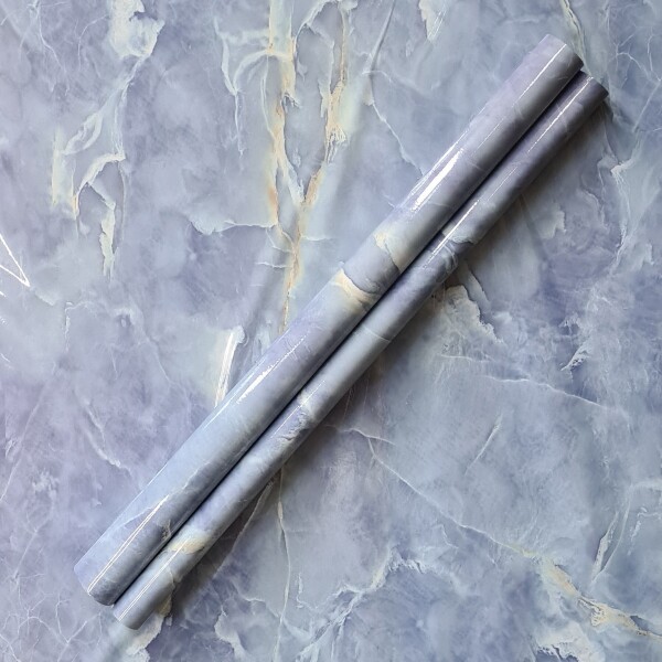 Papel Adhesivo Empapelar Lavable Simil Mármol 200x60 Cm X3 Variante Mármol Color Celeste