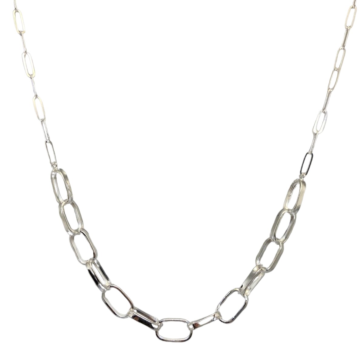 CADENA DE PLATA , TIPO FORCE LARGO , LARGO 45CM 