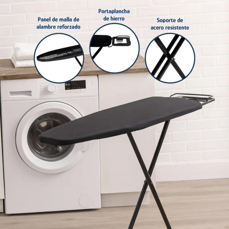 Tabla De Planchar Ajustable 5 niveles Plegable Porta Plancha Negro