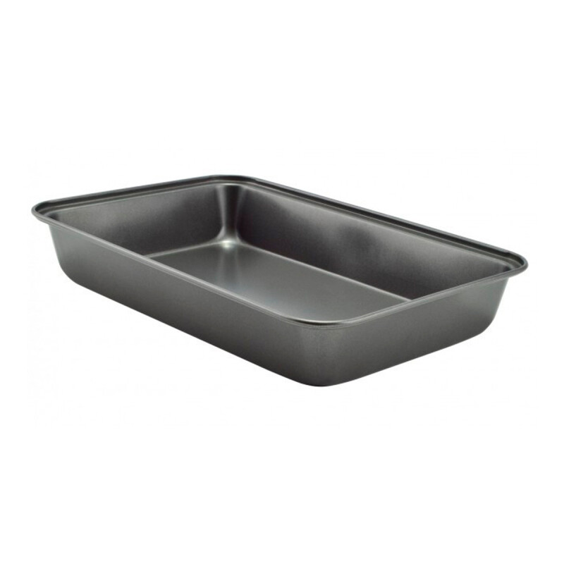 Asadera honda antiadherente rectangular 30x20x4 cm GRIS