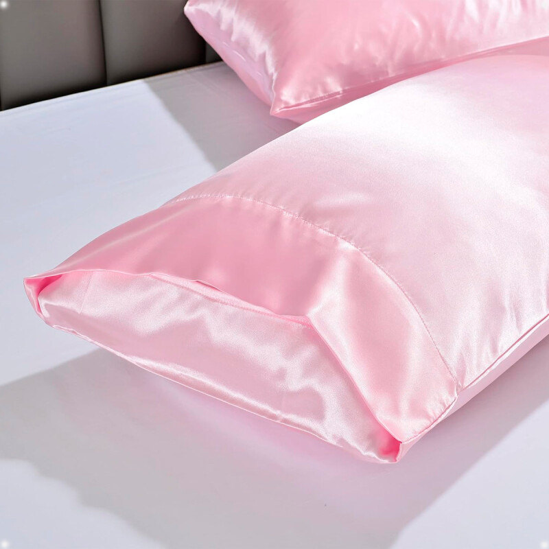 Funda Almohada De Satín Satén Tipo Seda Suave Rosa