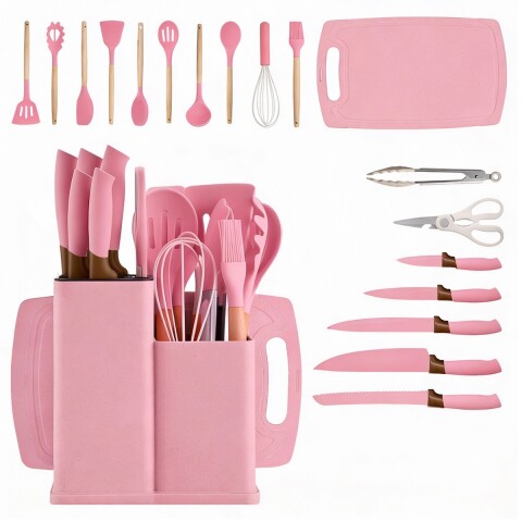 Set de 19 Utensilios para Cocina Silicona Antiadherente IMBACK Rosa Set de 19 Utensilios para Cocina Silicona Antiadherente IMBACK Rosa