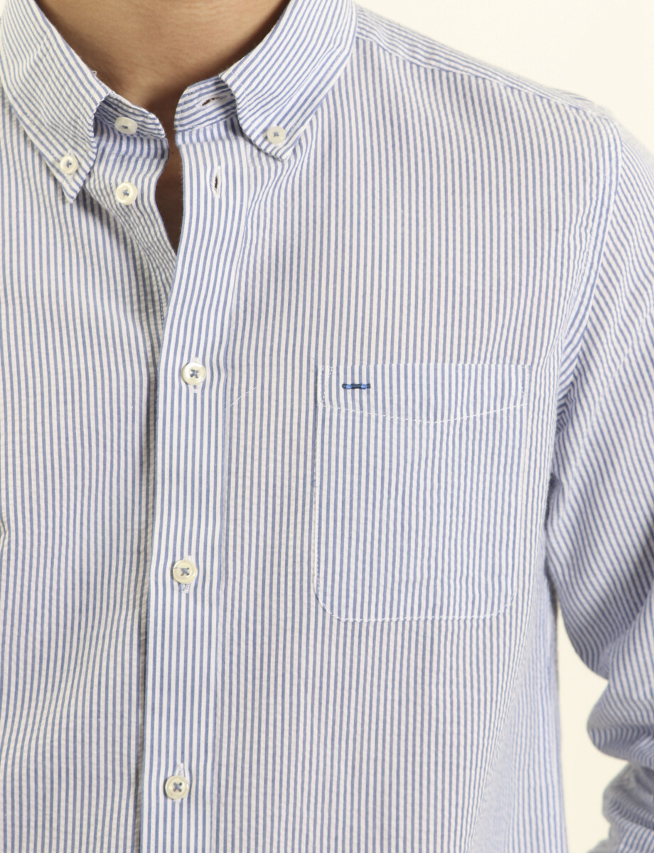 012571 CAMISA HARRINGTON LABEL Blanco/azul