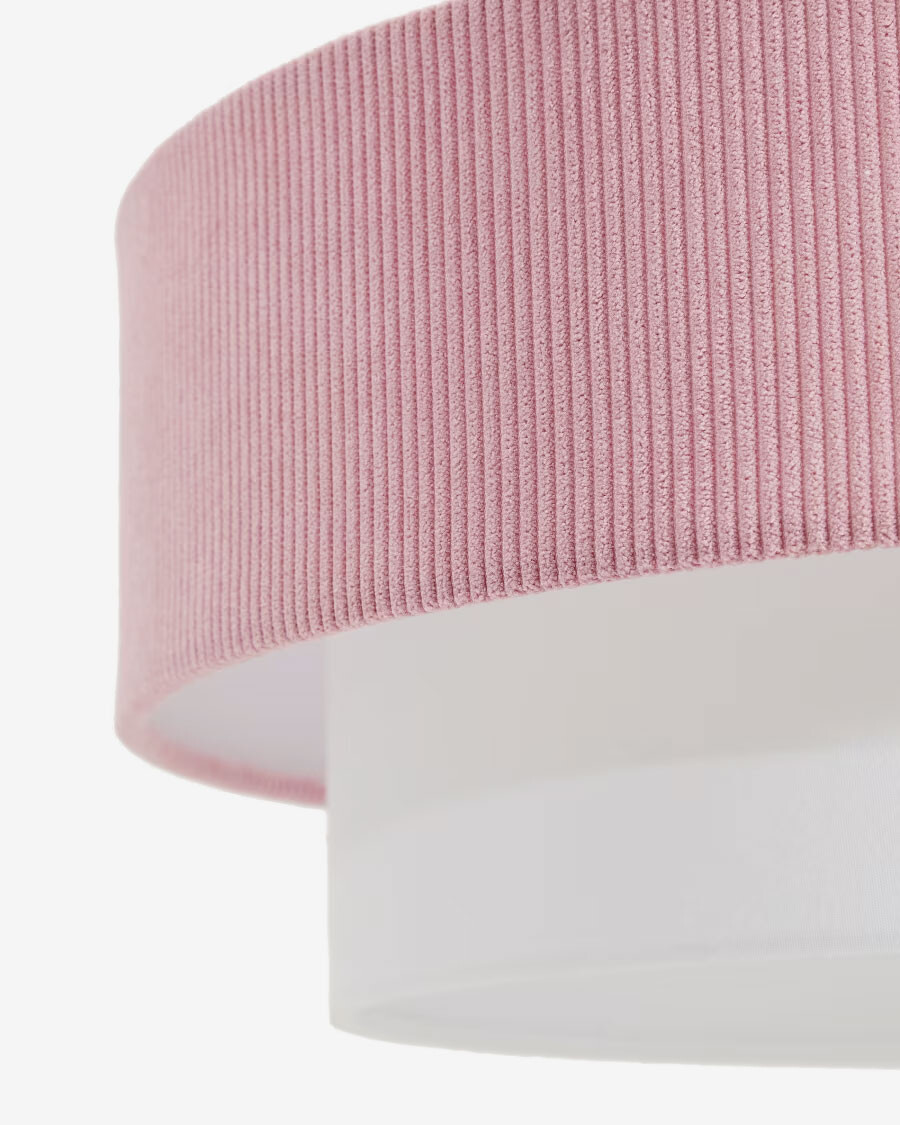 Lámpara de techo Bianella de algodón y pana rosa Ø 40 cm