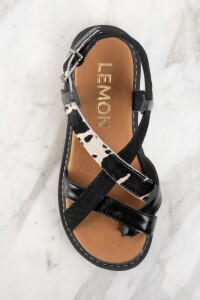 Sandalia Cuero Combinada Negro