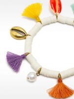 Pulsera Con Conchas Y Borlas Multicolor multicolor