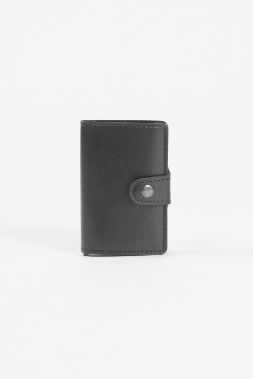 Tarjetero cuero vegano con bloqueo RFID negro