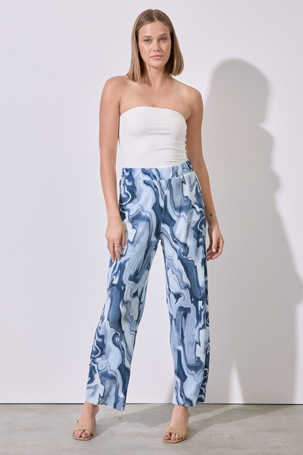 Pantalon Plisado AZUL/MULTI