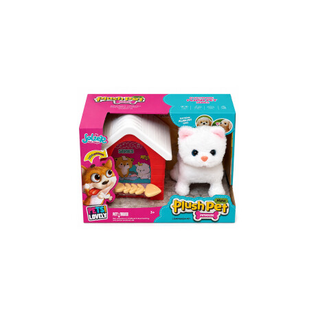 Gatito de peluche con casita y accesorios Rosado